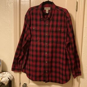 Duluth Trading Co Men’s Flannel Long Sleeve Red & Black Plaid Shirt XL